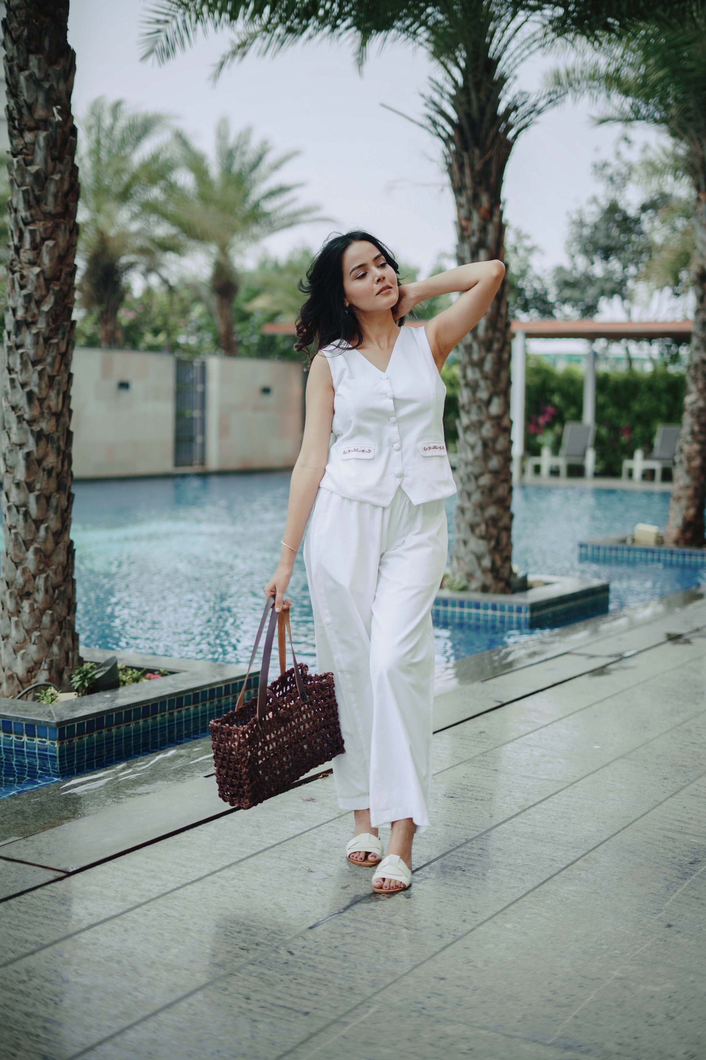 Kashida Waist Coat - White