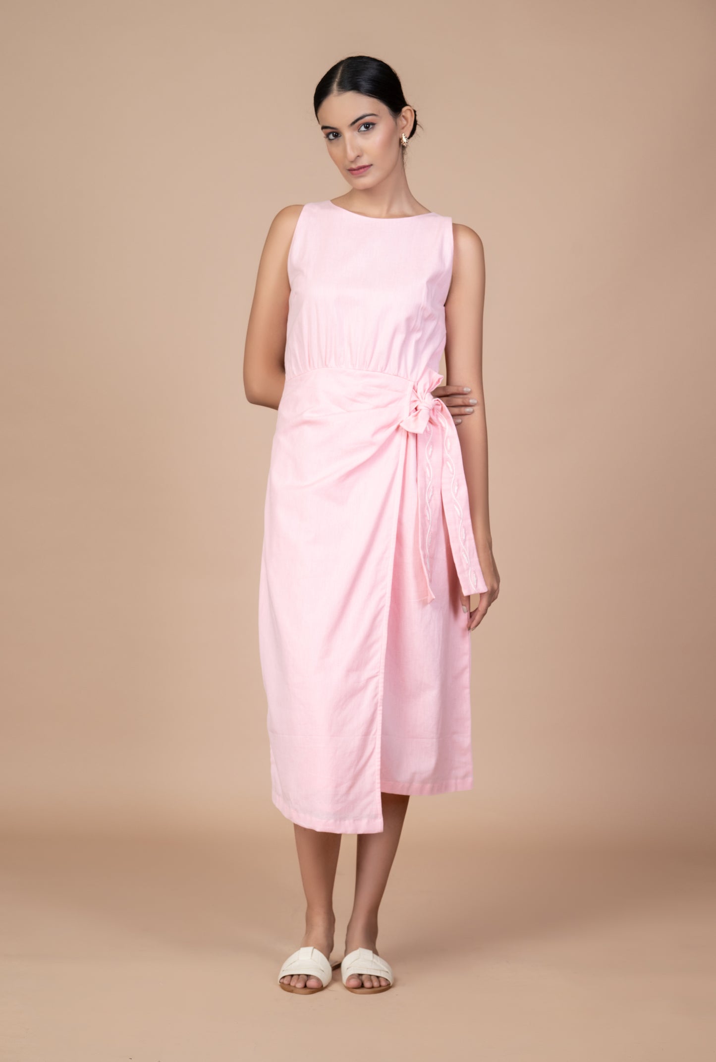 Aru Side Knot Dress - Pink