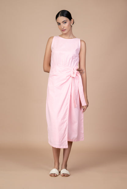 Aru Side Knot Dress - Pink