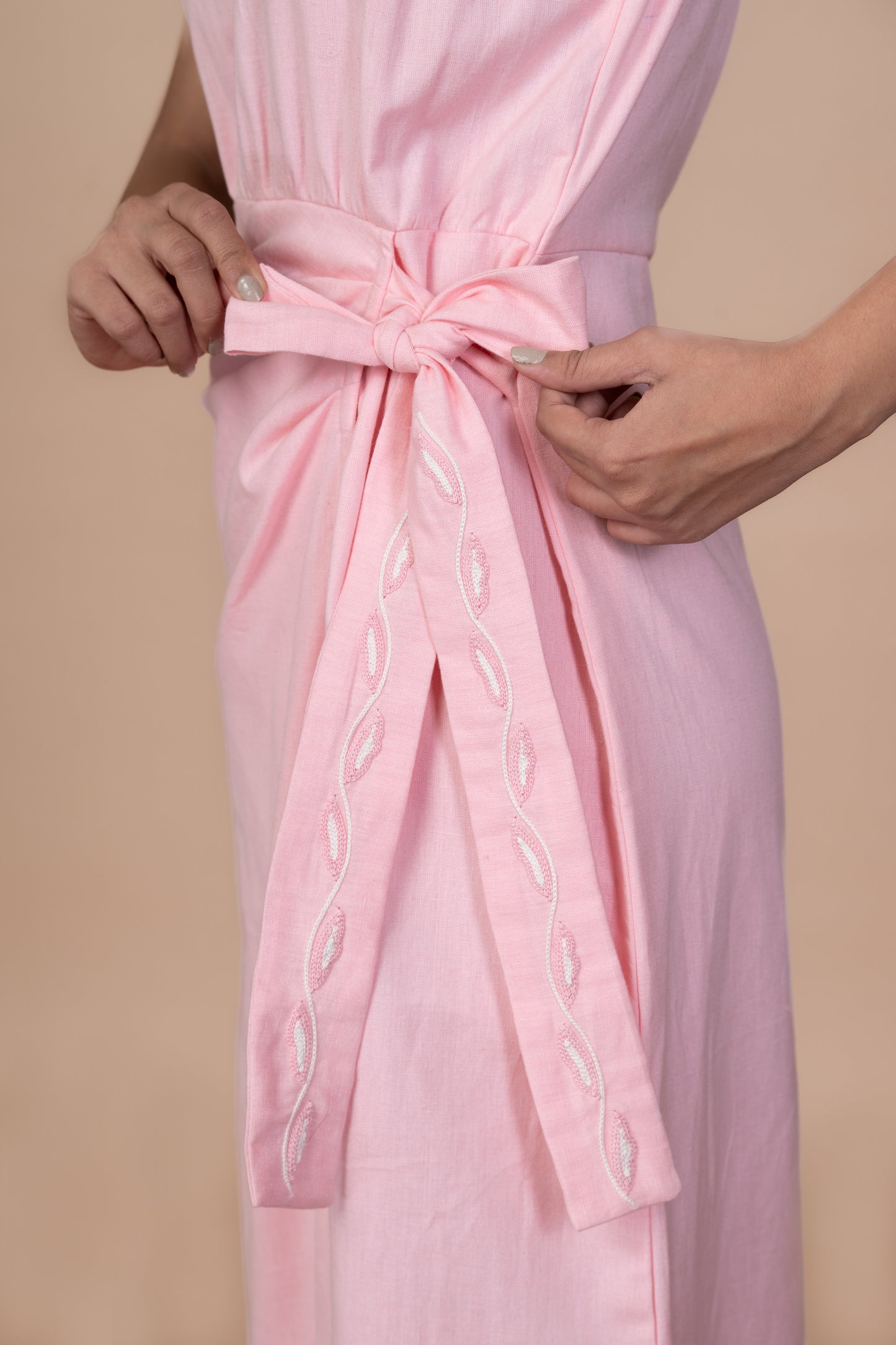 Aru Side Knot Dress - Pink