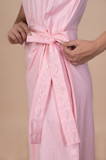 Aru Side Knot Dress - Pink