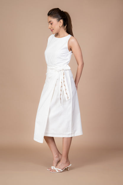 Aru Side Knot Dress - White