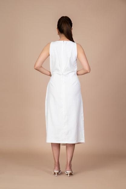 Aru Side Knot Dress - White
