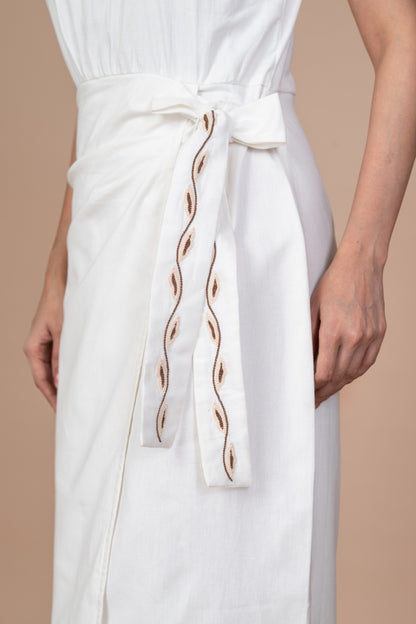 Aru Side Knot Dress - White