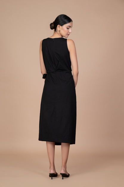 Aru Side Knot Dress - Black