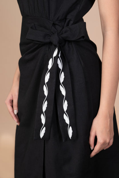 Aru Side Knot Dress - Black
