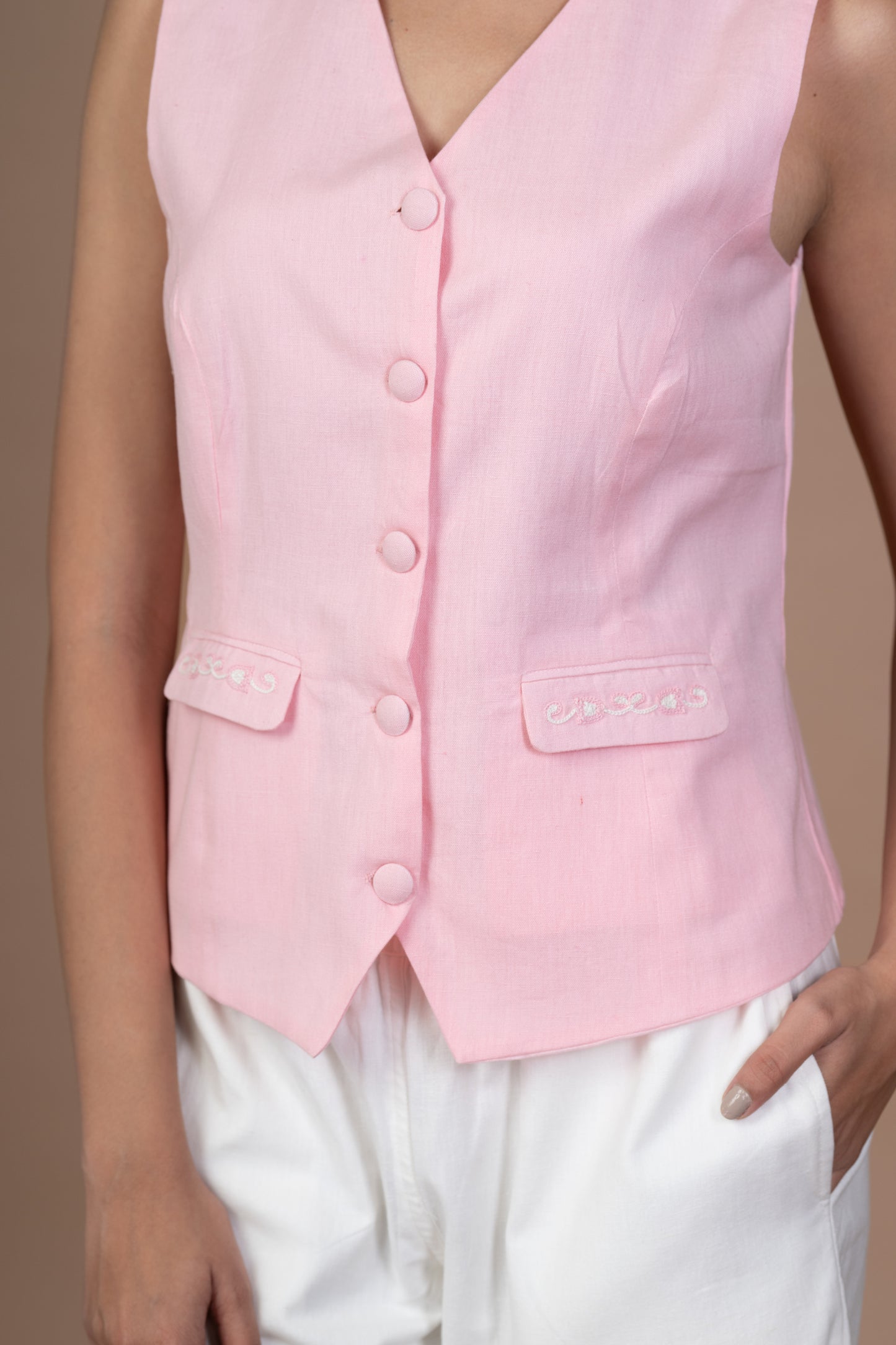 Kashida Waist Coat - Pink