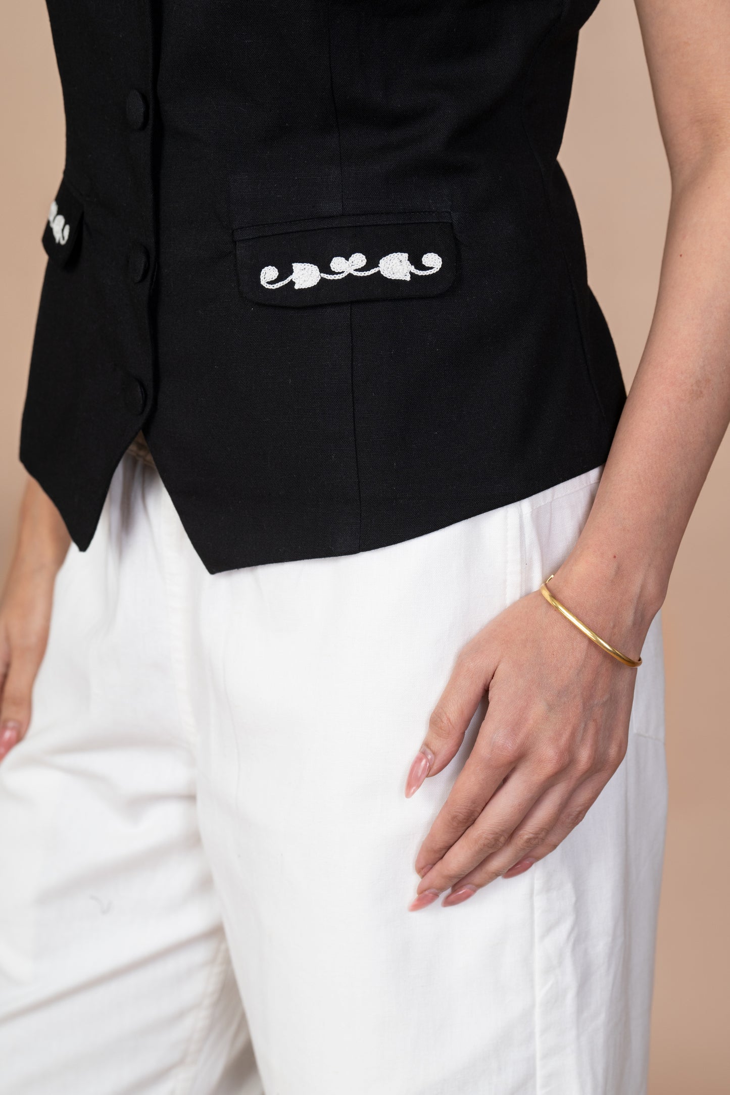 Kashida Waist Coat - Black
