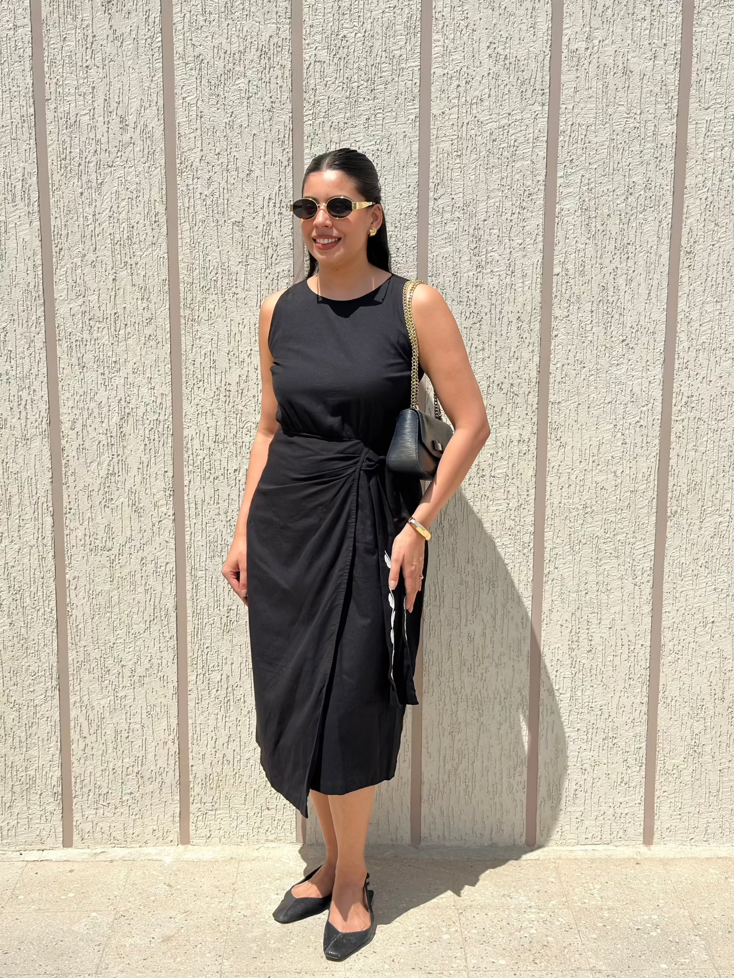 Aru Side Knot Dress - Black